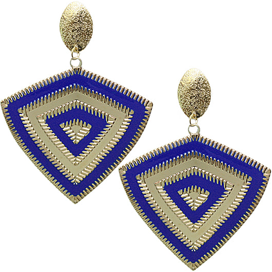 Blue Inverted Triangle Frost Earrings