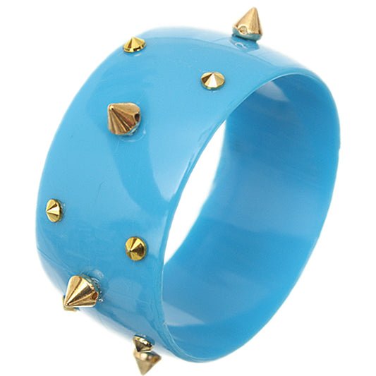 Blue Spiked Bangle Bracelet