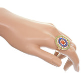 Green Blue Circular Beaded Adjustable Ring