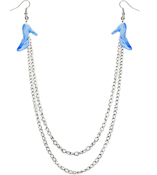 Blue Chain High Heel Necklace Earrings