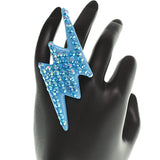 Blue Lightning Bolt Adjustable Ring