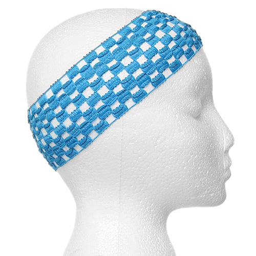 Blue Crochet Stretch Headband