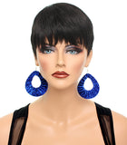 Blue Glitter Fabric Teardrop Earrings