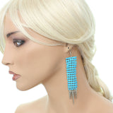 Blue Mesh Spike Dangle Earrings