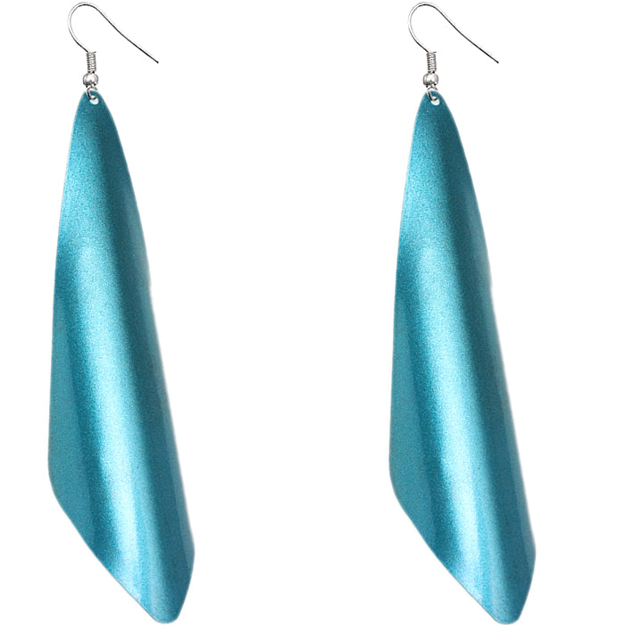 Blue Long Arch Metal Earrings