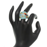 Blue Multicolor Speckled Glass Murano Ring