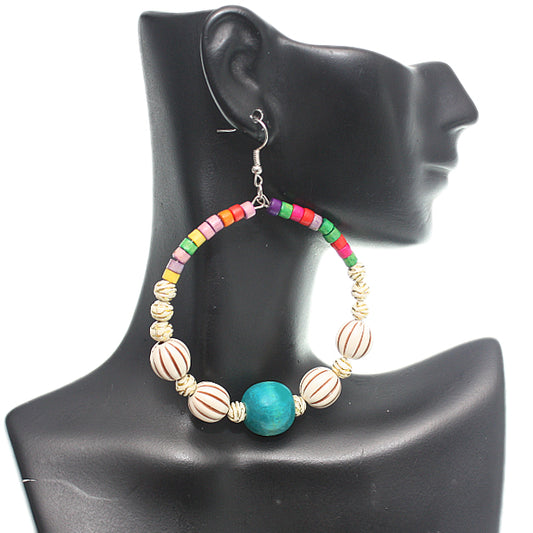 Blue Coil Wood Earrings
