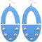 Blue Wooden Oval Studded Earrings