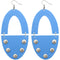 Blue Wooden Oval Studded Earrings