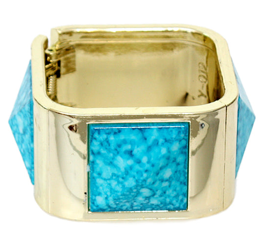Blue Spotted Pyramid Hinged Bracelet