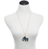 Blue Elephant Rhinestone Charm Necklace