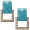 Blue Square Gemstone Post Earrings