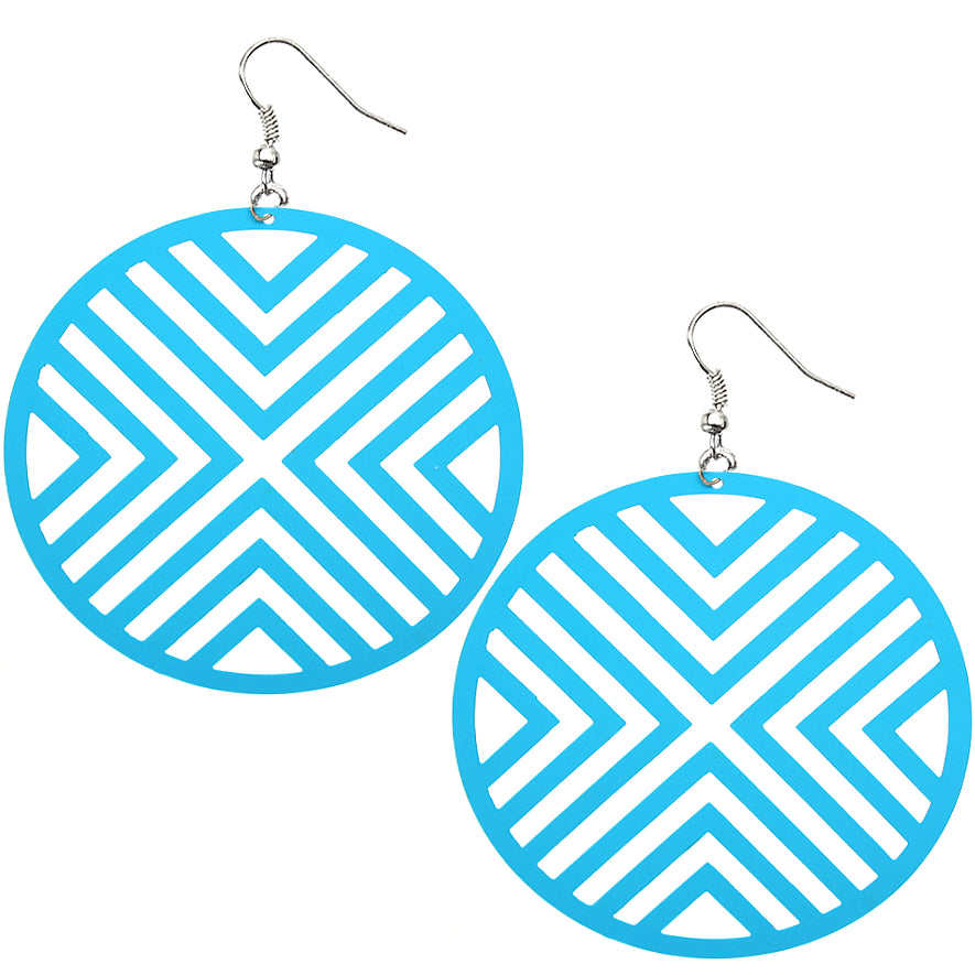 Blue Oversized Cutout Round Earrings
