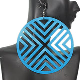 Blue Oversized Cutout Round Earrings