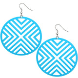 Blue Oversized Cutout Round Earrings