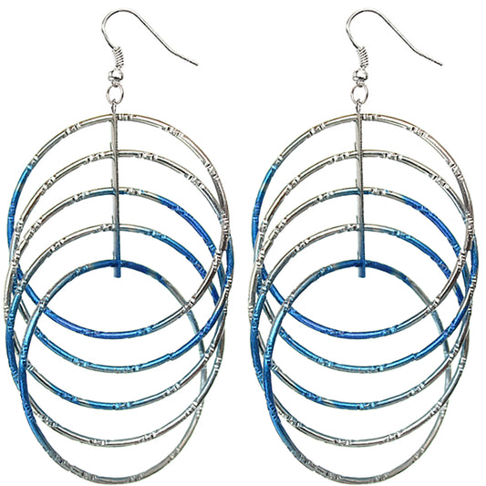Blue Intertwined Hoop Earrings