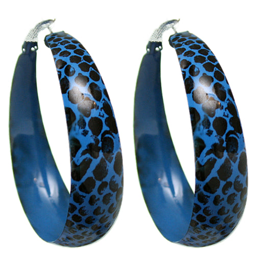 Blue Snakeskin Print Hoop Earrings