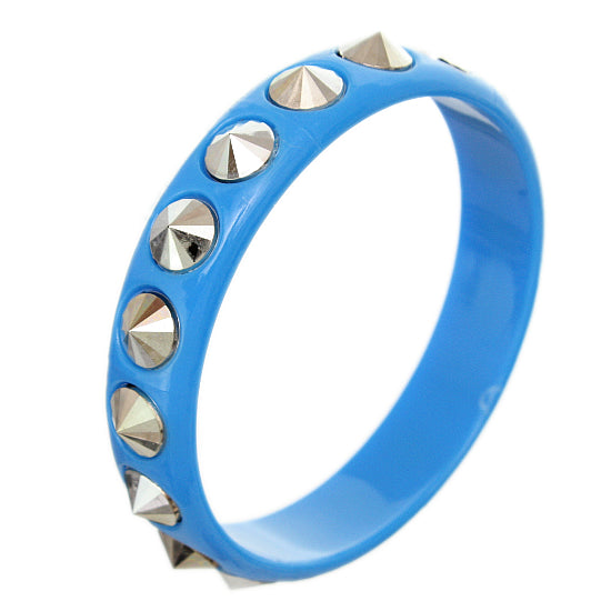 Blue Cone Pyramid Spike Bangle Bracelet