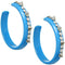 Blue Stud Spike Hoop Earrings
