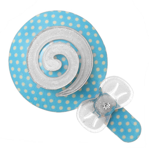 Blue Swirl Polka Dot Comic Hair Clip Bow