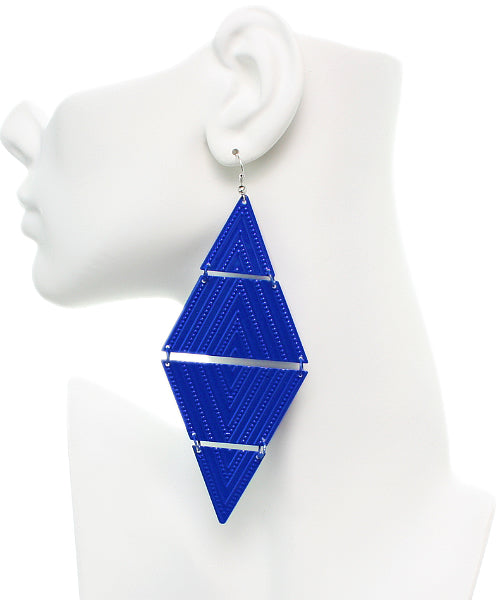 Blue Inverted Triangle Link Earrings