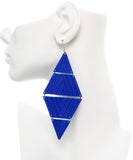 Blue Inverted Triangle Link Earrings