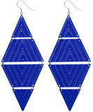 Blue Inverted Triangle Link Earrings