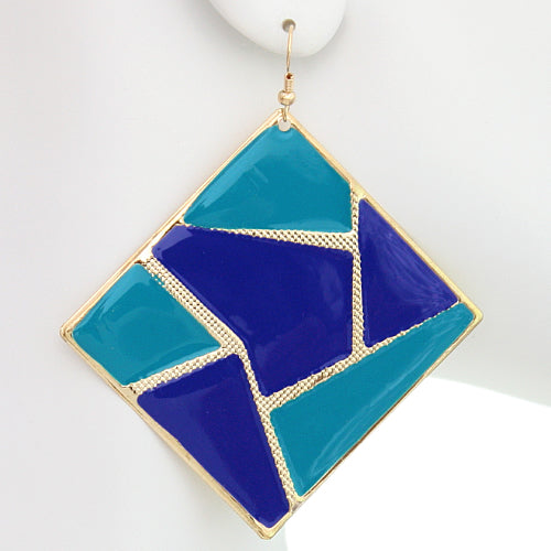 Blue Triangular Multi-Shaped Dangle Earrings