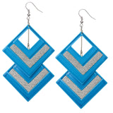 Blue Triangle Earrings