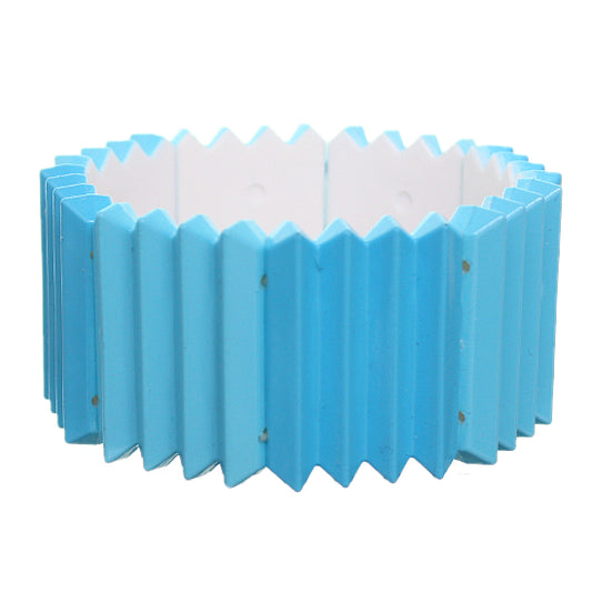 Blue Two Tone Pleated Ruffle Stretch Bracelet