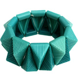 Blue Two Tone Triangle Pyramid Stretch Bracelet