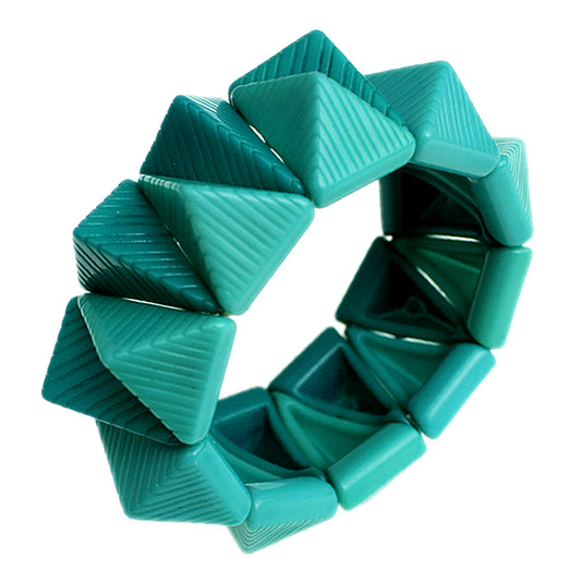 Blue Two Tone Triangle Pyramid Stretch Bracelet