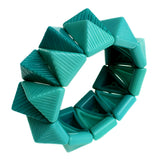 Blue Two Tone Triangle Pyramid Stretch Bracelet