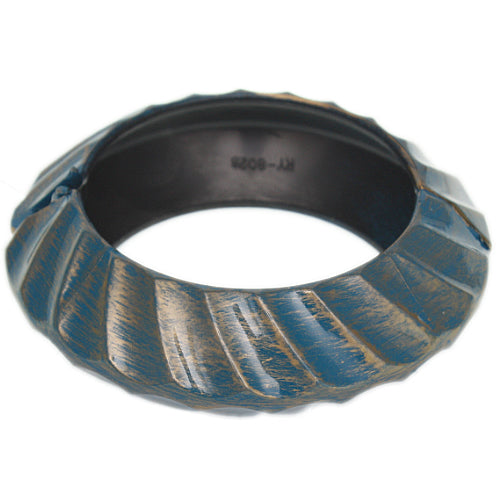 Blue Wavy Saucer Hinged Bracelet