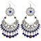 Blue Brown Wooden Beaded Filigree Earrings