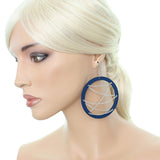 Blue Chain Wood Earrings