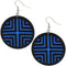 Blue Double Wooden Chevron Earrings