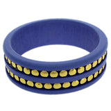 Blue Wooden Stud Bangle Bracelet