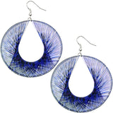 Blue thread string woven earrings