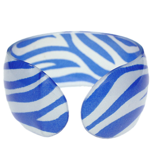 Blue Zebra Print Cuff Bracelet