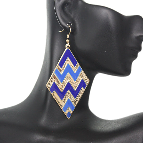 blue chevron textured earrings