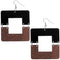 Bronze Black Square Wooden Glitter Link Earrings