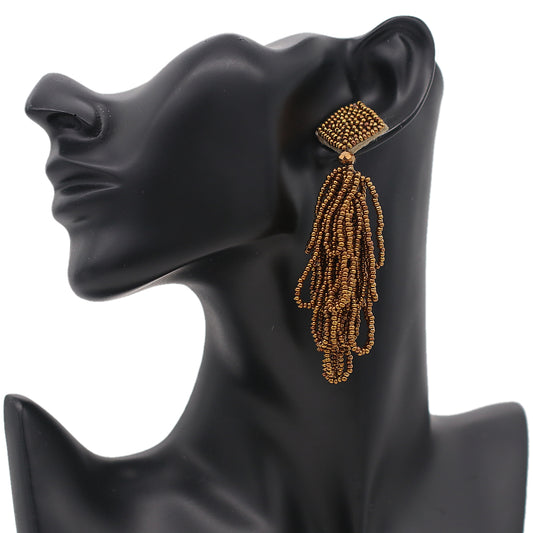 Bronze Seed Bead Statement Earrings