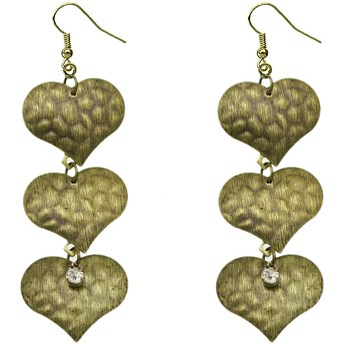 Gold bronze heart earrings