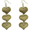Gold bronze heart earrings