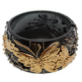 Bronze Carved Butterfly Hinged Bracelet