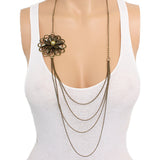 Gold Floral Layered Chain Necklace Set