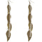 Antique Gold Rhinestone Drop Chain Leaf Earrings