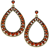 Brown Beaded Rhinestone Teardrop Earrings