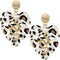 Brown Gold Leaf Shaped Snake Earrings